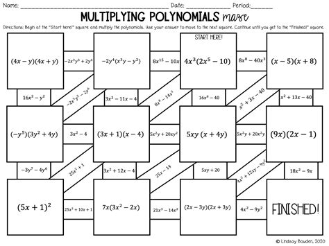 Multiplying Polynomials Digital Maze Lindsay Bowden