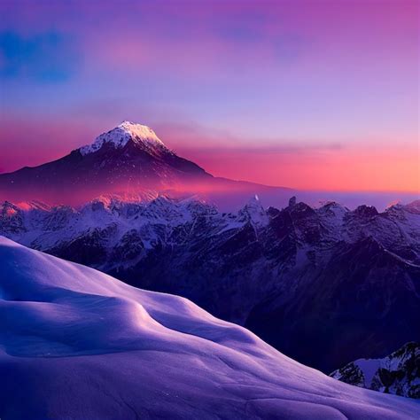 Premium Photo Mountain Peaks In Winter Snow Covered Mountains Landscape