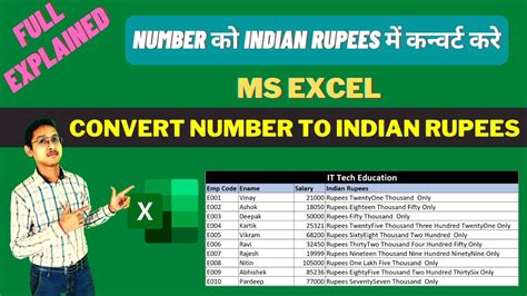 Convert Numbers Into Indian Rupees In Excel Complete Solution Youtube