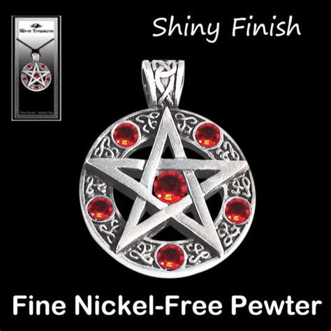 Jewelled Pentagram Pewter Pendant Silver Treasures Pty Ltd