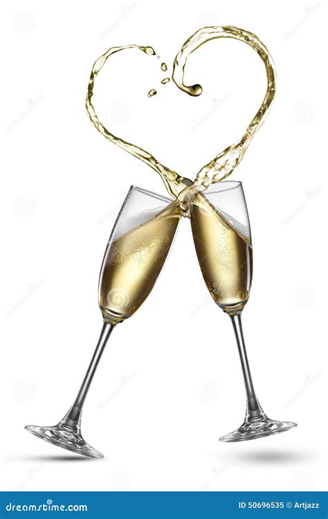 Champagne Splash In Shape Of Heart Isolated Stock Image Image Of Gold Glamorous 50696535