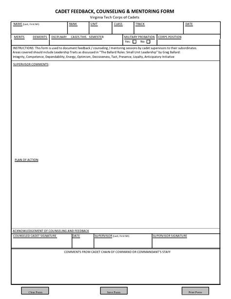 Army Counseling Form Fillable Army Military