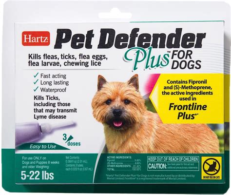 Hartz Pet Defender Plus Flea Treatment For Dogs 5 22 Lbs 3 Treatments