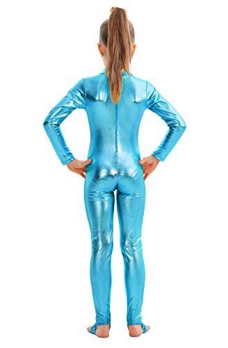 Ygneedom Girls Shiny Metallic Long Sleeve Unitard Spandex One Piece Wet