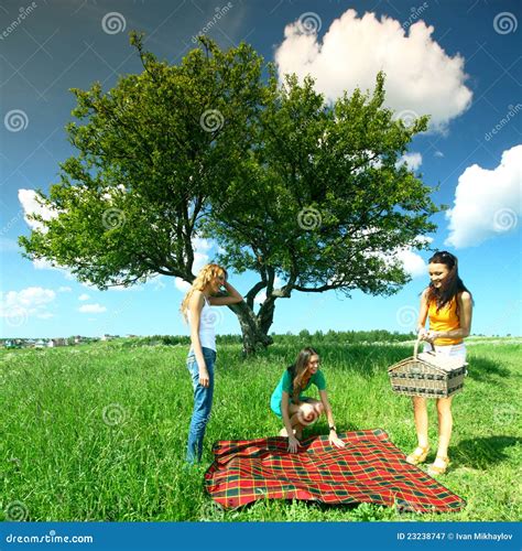 Girlfriends On Picnic Stock Image Image Of Background 23238747