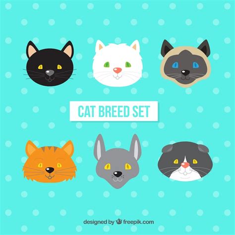 Cat Breed Avatars Set Vector Free Download
