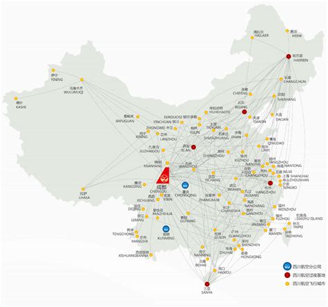 Sichuan Airlines Route Map Domestic Routes From Chengdu