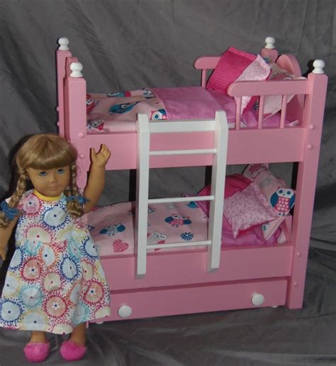 Doll Bunk Bed With Trundle Bed Fits American Girl Doll With 13 Etsy