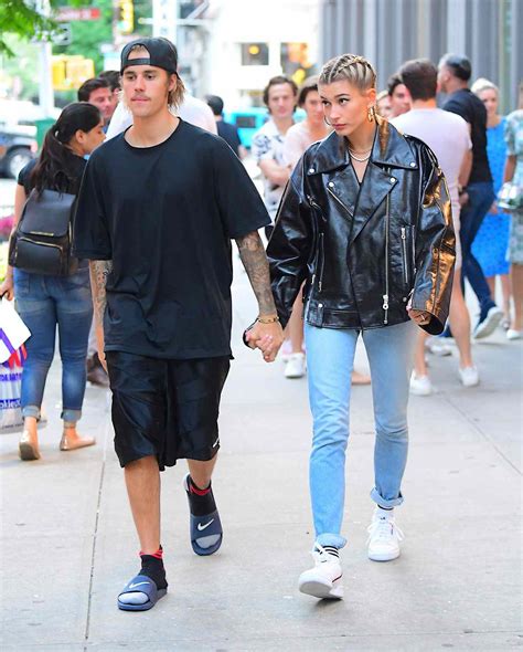 justin bieber and hailey baldwin hold hands leaving lunch in new york