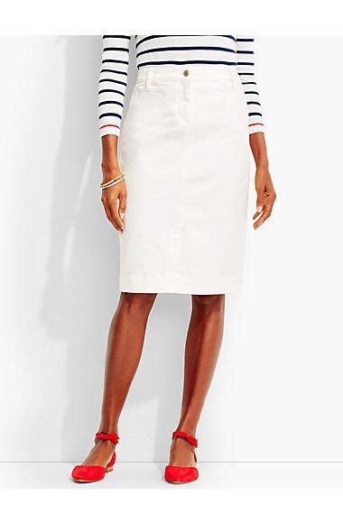 The Denim Pencil Skirt White Talbots In 2023 White Denim Pencil Skirt Denim Skirt Fashion