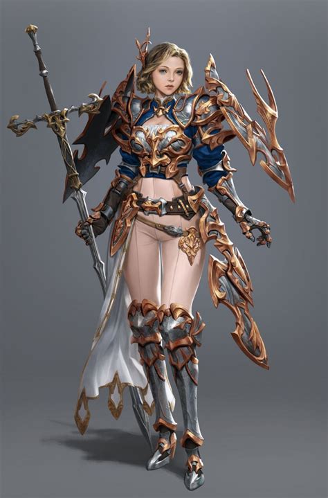 Artstation Knight Hyunjoong Fantasy Female Warrior Fantasy Girl