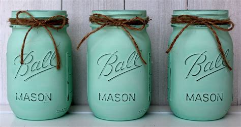 3 Green Pint Mason Jar Set Mason Jars Country Decor Vases Etsy