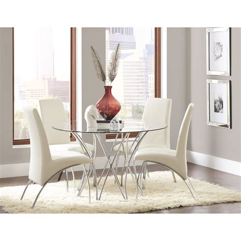 Coaster Cabianca Contemporary Dining Set With Glass Top Table Value