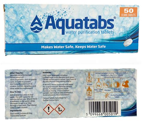 Aquatabs Water Purification Tablets 50 Tablets 85 Mg Israeli First Aid