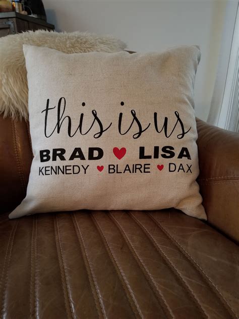 Celebrate the newest arrival with custom birth announcements, stats pillows, name blankets. This Is Us pillow, family names pillow, names with hearts ...