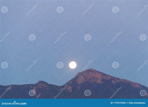 Full Moon Over The Mountain Stock Photo Image Of Dusk Beautiful