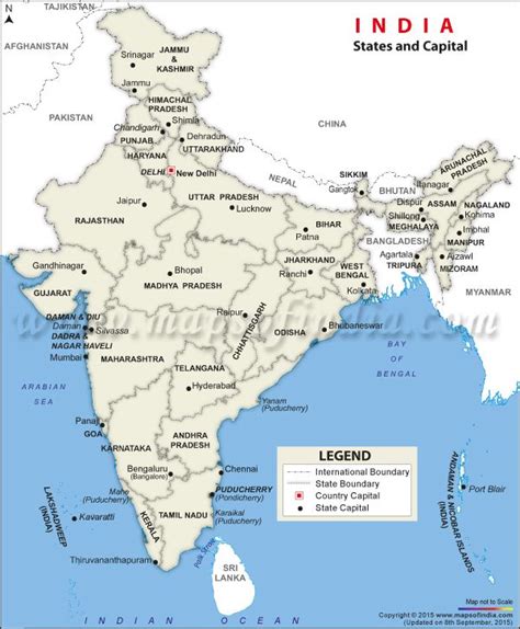 India Political Map With States Capitals And Union Territories Map Of