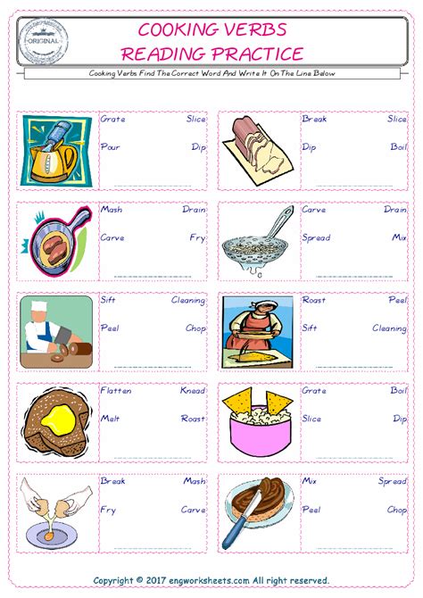 Cooking Verbs Esl Printable English Vocabulary Worksheets