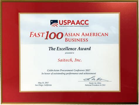 Saitech Inc Awarded Uspaacc Fast 100 2017 Saitech Inc