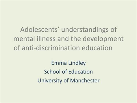 Ppt Adolescents Understandings Of Mental Illness And The Development