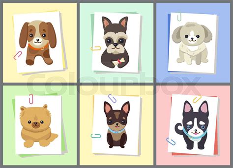 Puppies And Dogs Poster Set Vector Illustration Stock Vector Colourbox