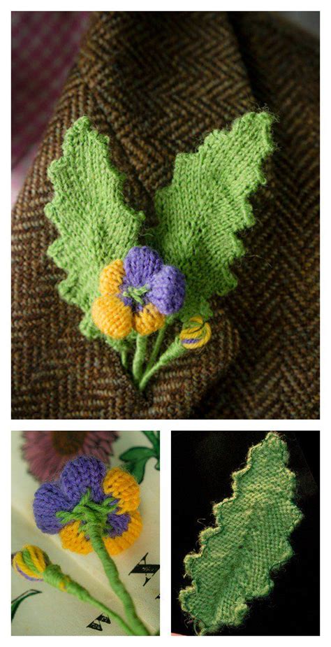 Knitted Flower And Leaf Free Pattern Knitted Flowers Free Knitted