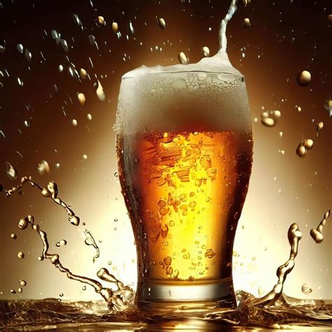 Derramando Cerveja Com Espuma De Bolha Em Vidro Para Dia Internacional