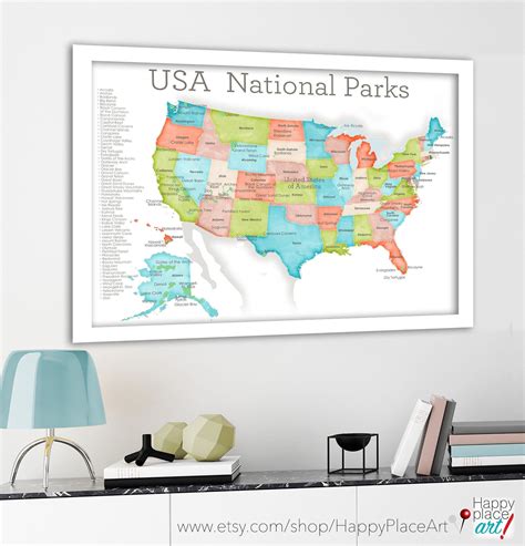National Park Push Pin Map Adventures For Husband Or Anniversary Couple