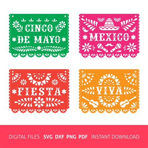 Mexican Papel Picado Banners SVG Cinco De Mayo Inspire Uplift