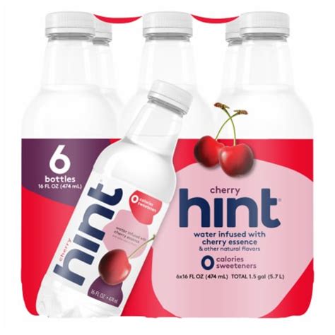 Hint Cherry Flavored Bottled Water 6 Bottles 16 Fl Oz Kroger