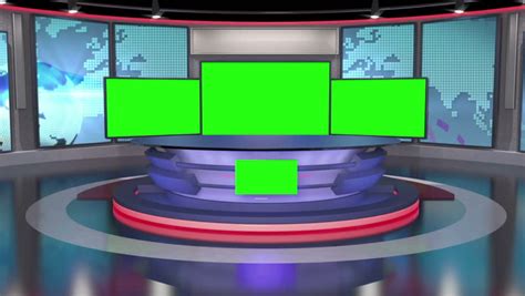 News presenter in front of green screens. News TV Studio Set - Virtual Green Screen Background Loop ...