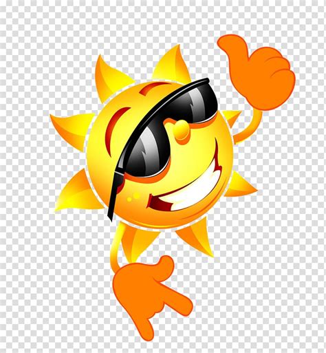 Sun Smiley Emoji Gesturing Thumbs Up Illustration Sunglasses Cartoon