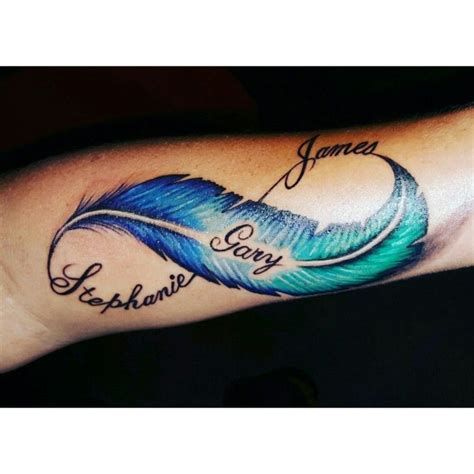 23 Amazing Infinity Feather Tattoo With Names Ideas