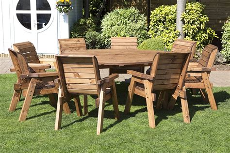 Uk Made Fully Assembled Heavy Duty Wooden Garden 8 Seater Dining Set
