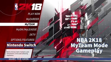 Nintendo Switch Nba 2k18 Myteam Mode Gameplay Youtube