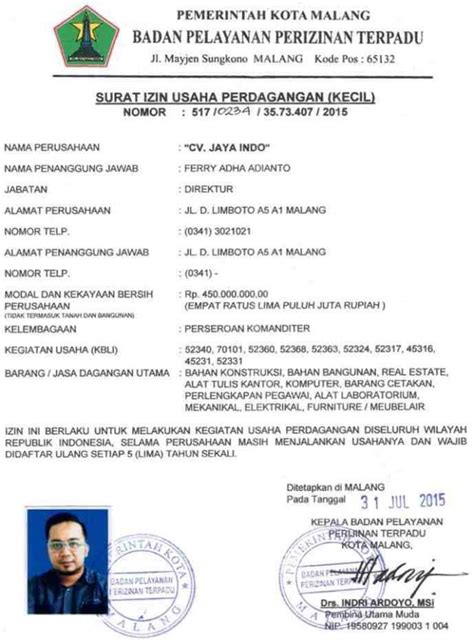 Contoh Surat Keterangan Usaha Dagang