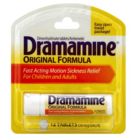 Dramamine and bonine both offer several versions of pills and tablets to fight seasickness. Dramamine Motion Sickness Relief, Fast Acting, 50 mg ...