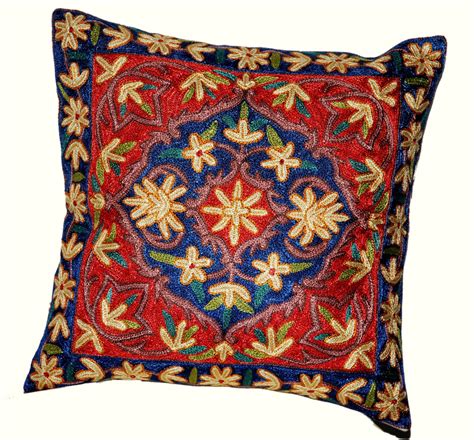 Crewel Sillk Embroidered Cushion Throw Pillow Cover Multicolor Cw200