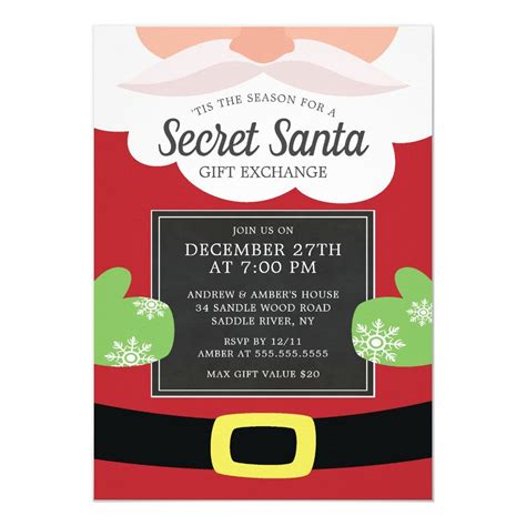 Cute Secret Santa T Exchange Christmas Party Invitation