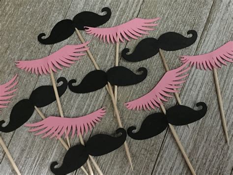 Staches Or Lashes Cupcake Toppers Gender Reveal Party