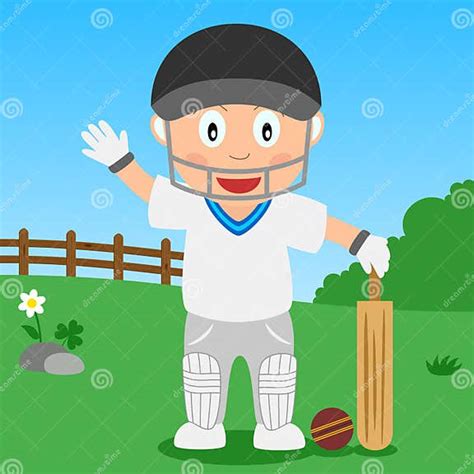Cricket Boy In The Park Stock Vector Illustration Of Healthy 12158305