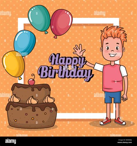 Happy Birthday Card With Little Boy Stock Vector Image And Art Alamy