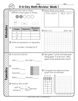 One for each day — monday, tuesday, wednesday, and thursday. FREE 6th Grade Daily Math Spiral Review • Teacher Thrive | Math spiral review, Spiral math ...