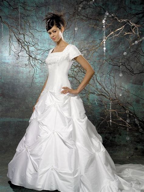 29 wedding dresses for a garden wedding. Strapless Taffeta Ball Gown Modest Wedding Dress With ...