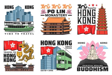 Premium Vector Hong Kong Travel Landmark Icons