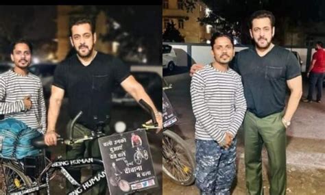 Salman Khan Fulfills Fans Wish Who Cycled 1100 Kms From Jabalpur To Mumbai To Meet Him Pics Go