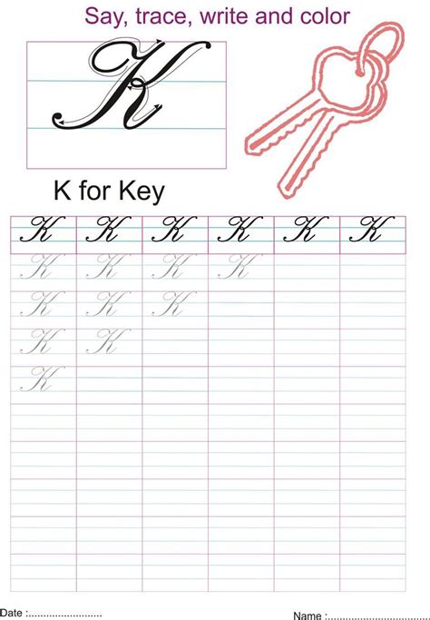 Cursive Captial Letter K Worksheet Teaching Cursive Cursive