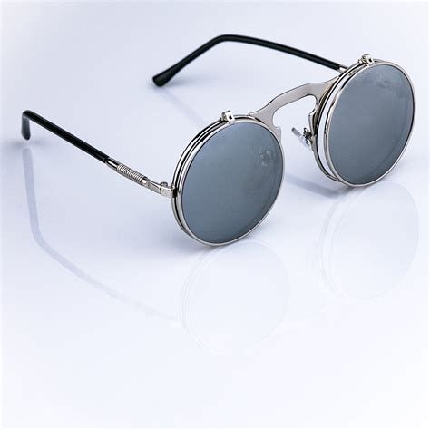 Hipster Sunglasses Steampunk Gothica Silver Frame Clear And Revo Hipster Sunnies