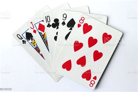 El mejor juego de póquer jamás realizado. Una Recta Mano De Cartas Poker Foto de stock y más banco de imágenes de Arte cultura y ...