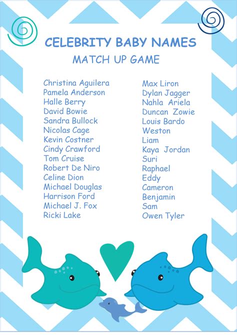 Play this gender neutral celebrity baby names game with your family and friends at your next baby shower. Big Whale Little Whale Baby Shower - My Practical Baby ...